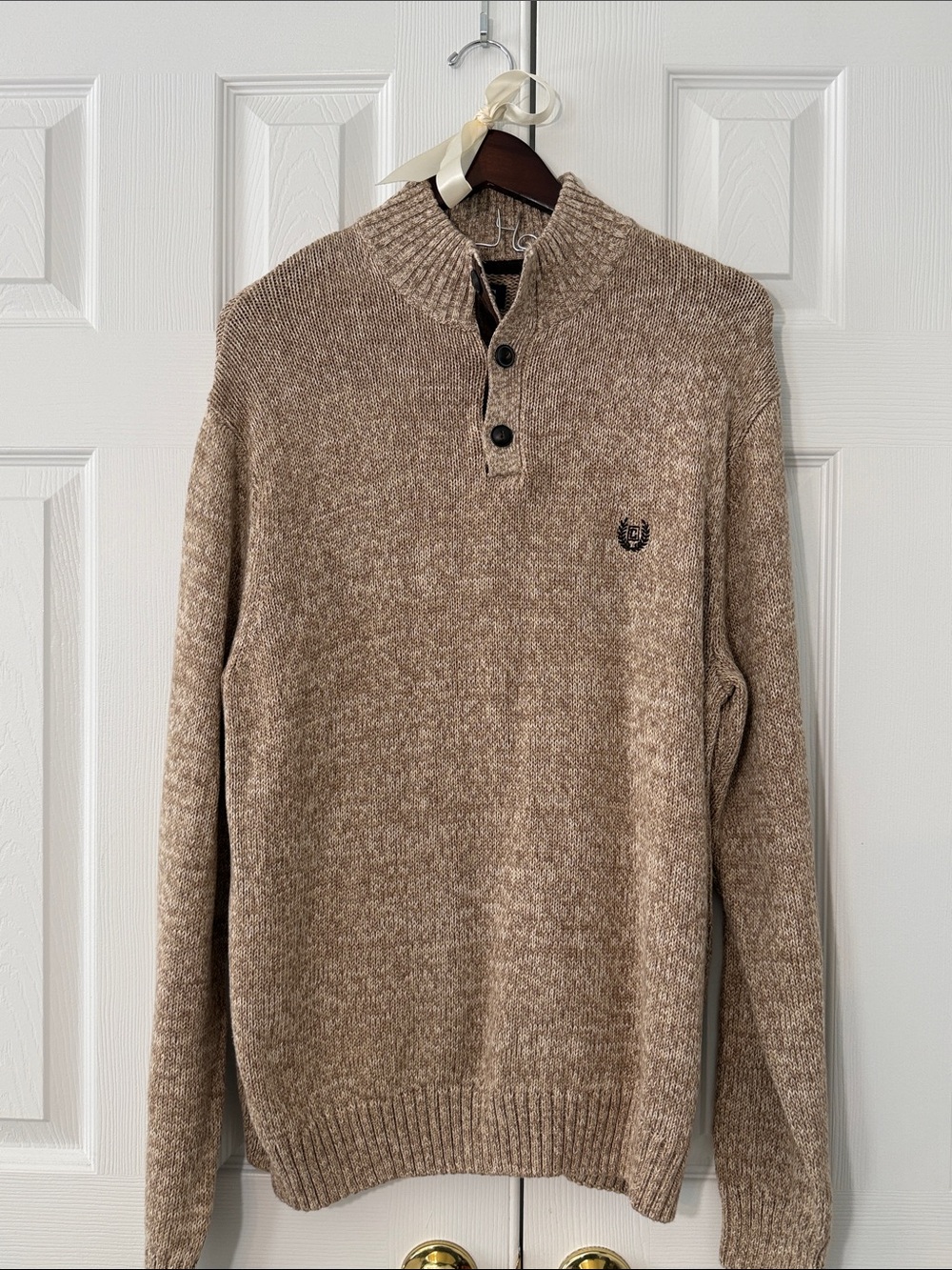 Chaps Henley Sweater Men’s XL Cable Knit Button Front Classic Preppy Americana
